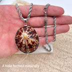 Twisted Rope Chain & Turtle Shell Pattern Pendant Necklace - Handmade Unique Coastal Necklace
