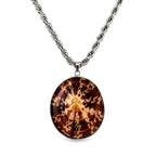 Twisted Rope Chain & Turtle Shell Pattern Pendant Necklace - Handmade Unique Coastal Necklace