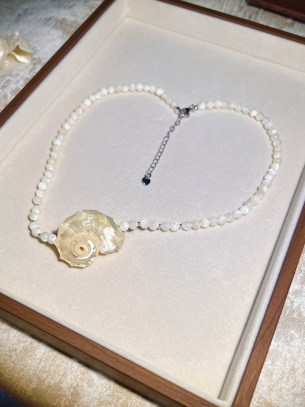 Hippocampus Conch & Shell Beaded Choker | Handmade Soft Iridescent Coastal Necklace