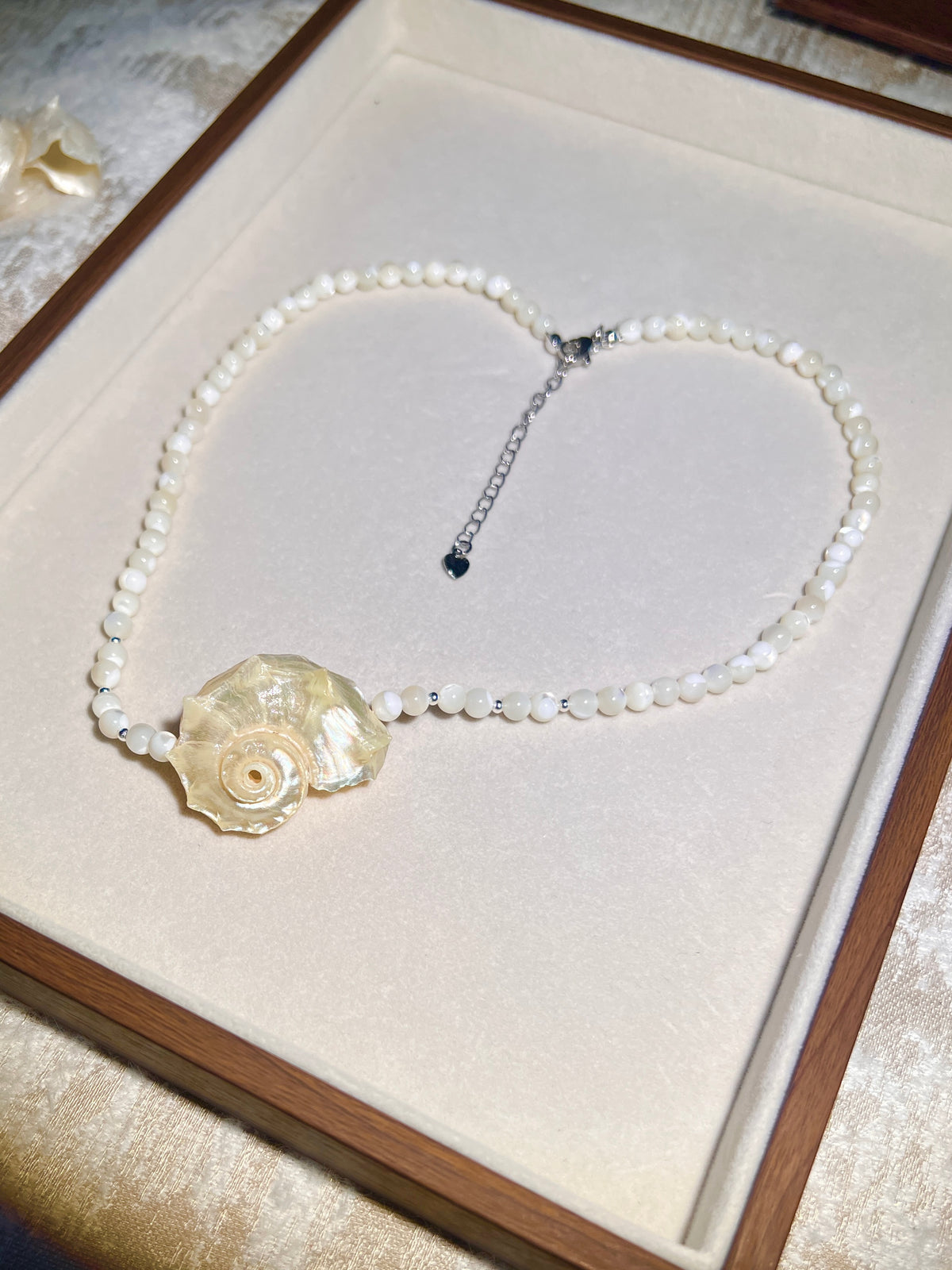 Hippocampus Conch & Shell Beaded Choker | Handmade Soft Iridescent Coastal Necklace
