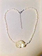 Hippocampus Conch & Shell Beaded Choker | Handmade Soft Iridescent Coastal Necklace