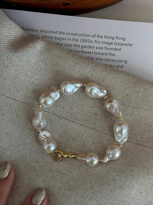 Elegant Handmade Baroque Freshwater Pearl Bracelet