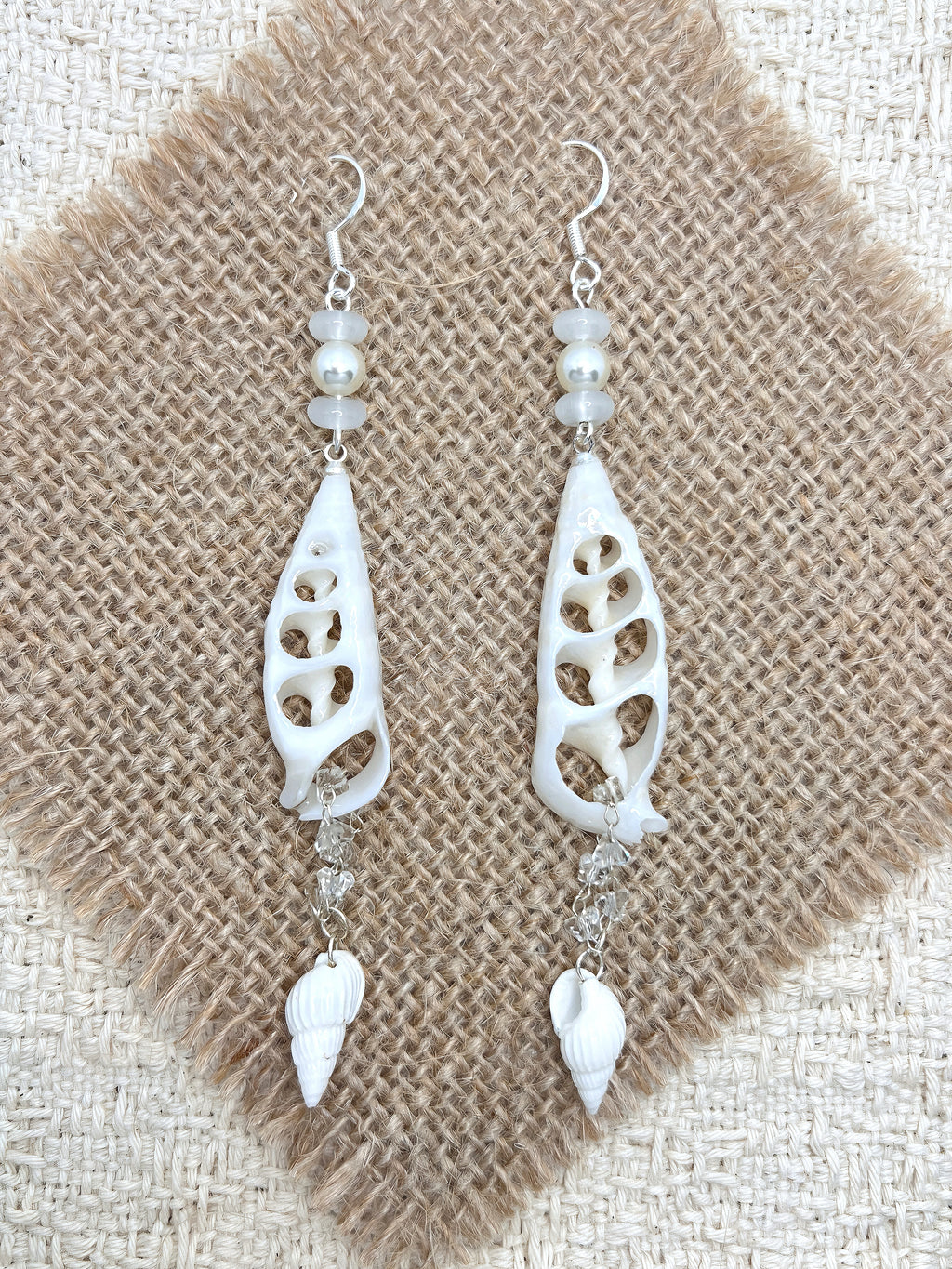 Handmade Cut Seashell Dangle Earrings
