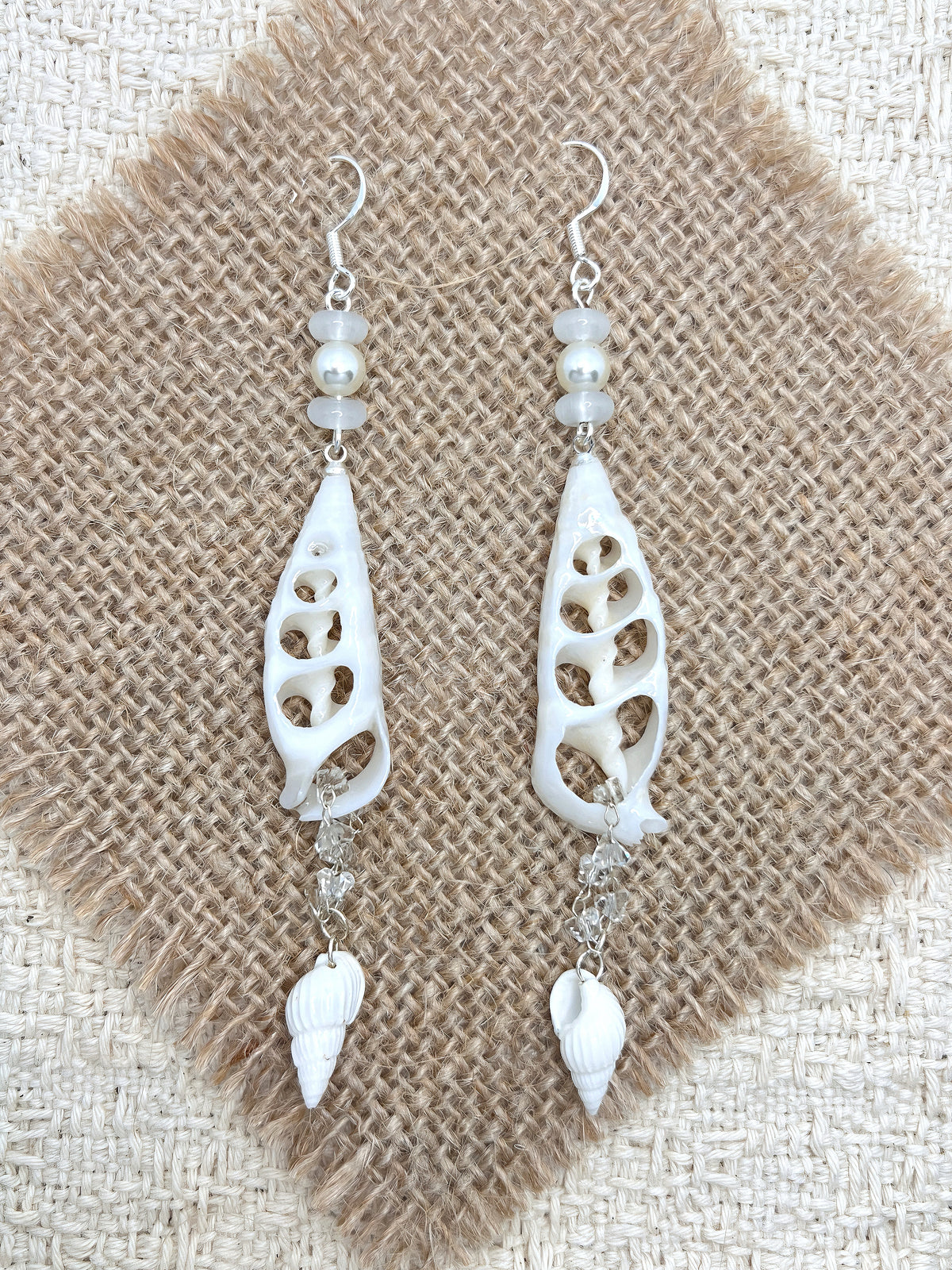 Handmade Cut Seashell Dangle Earrings