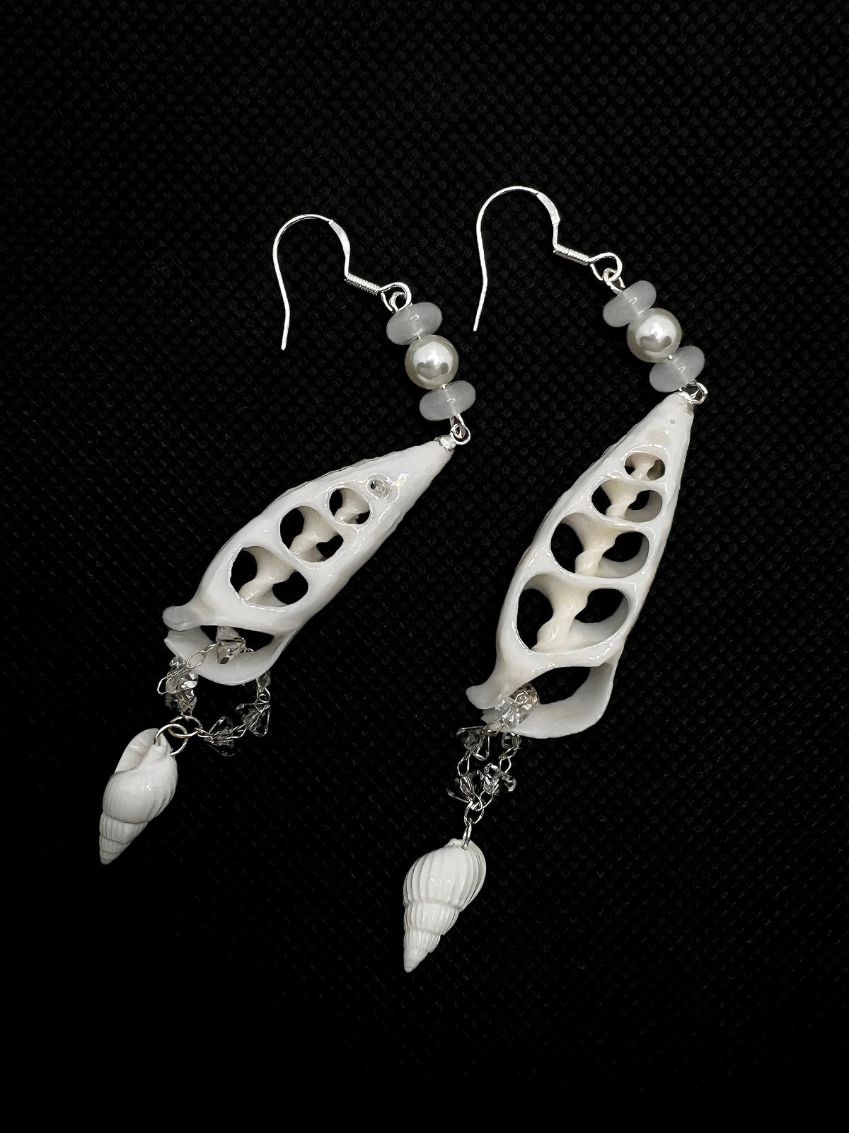 Handmade Cut Seashell Dangle Earrings