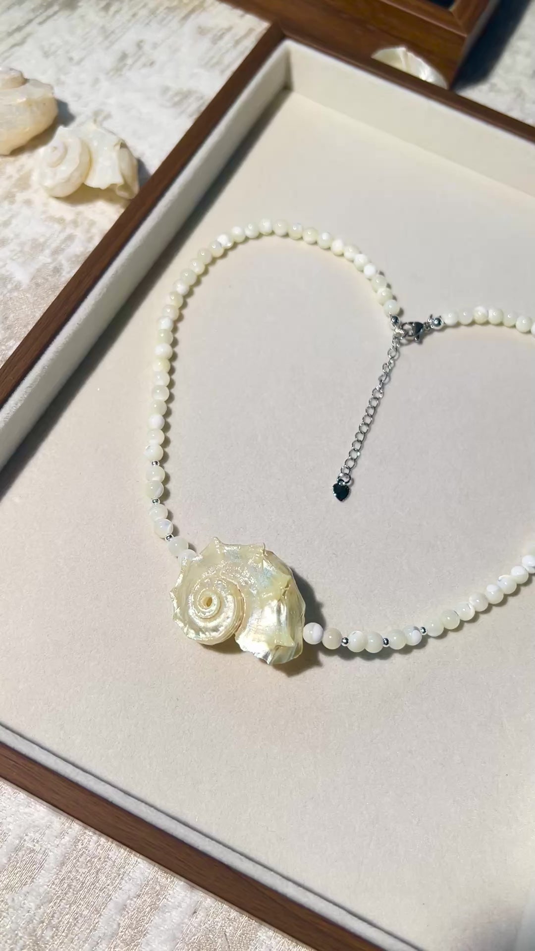 Hippocampus Conch & Shell Beaded Choker | Handmade Soft Iridescent Coastal Necklace