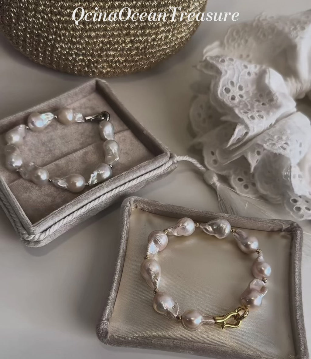 Elegant Handmade Baroque Freshwater Pearl Bracelet