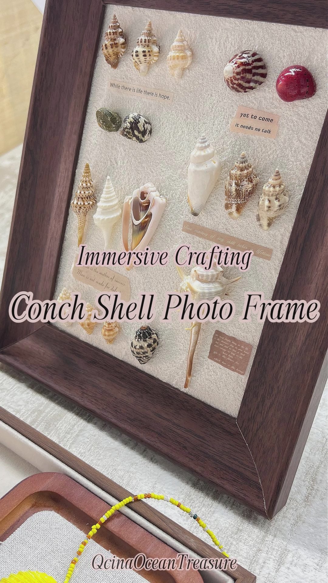 Ocean Seashell Shadow Box Framed Art, One‑of‑a‑Kind Coastal Home Decor